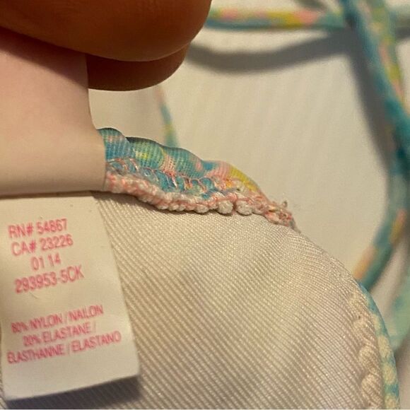 Victorias Secret Aqua blue paisley triangle halter top string bikini swimsuit M - Picture 6 of 6